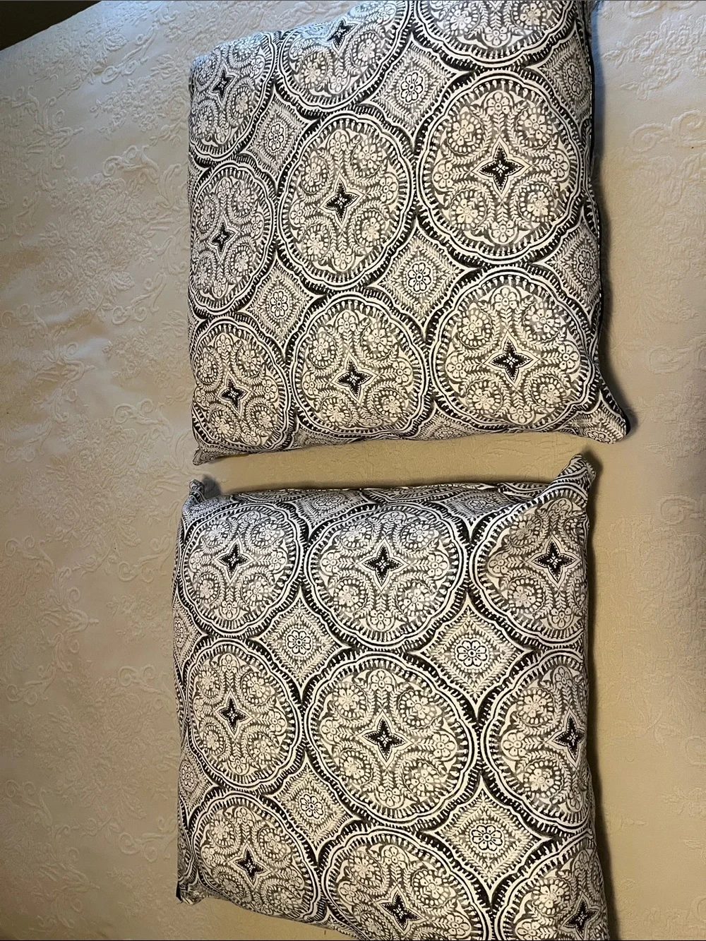 Indoor/Outdoor Decorative Throw Pillows - Black & White Medallion - Set of 2